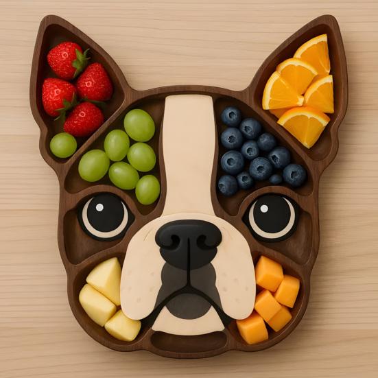 Wooden Serving Tray Dog Shaped Charcuterie Platter Appetizer Board for Cheese Meats Fruits Nuts Cookies