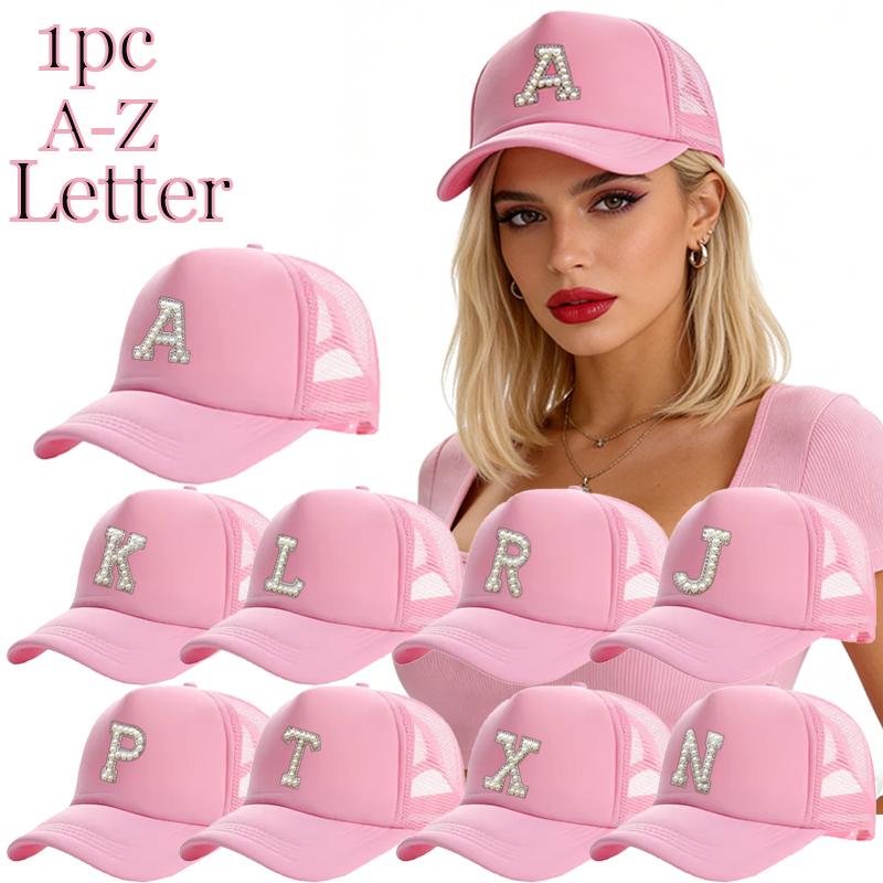 1Pc Unisex Personalized A-Z Letter Mesh Adjustable Baseball Cap, Sun Hat, Dad Hat, Suitable For Daily Wear