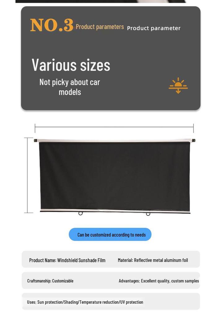 Retractable Windshield Sunshade with Heat Insulation for Cars