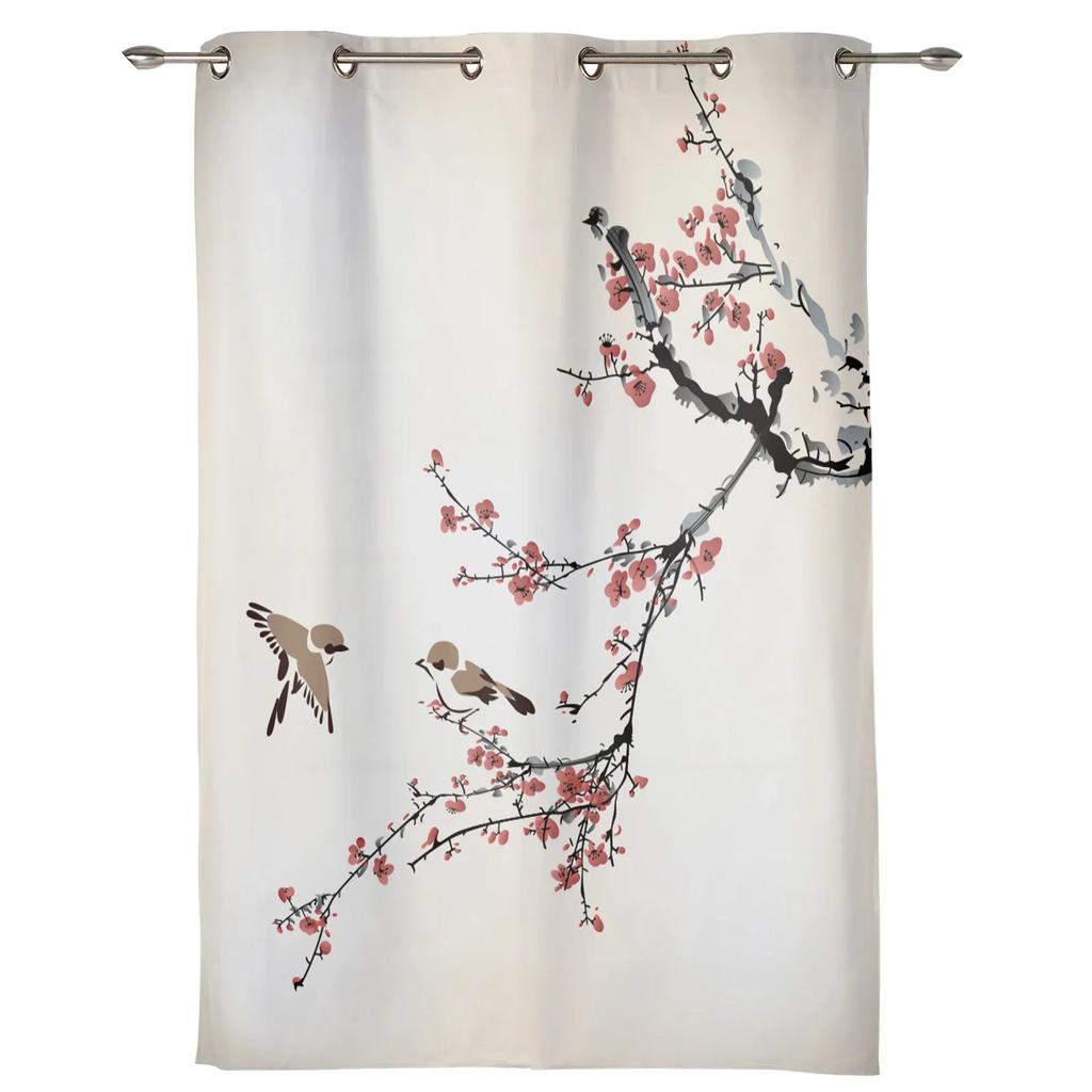 Pflaumenblüten-Vogel im chinesischen Stil, Fenstervorhänge, Heimdekoration, Wohnzimmervorhänge, Kinderzimmer, Cortinas für Küche und Schlafzimmer