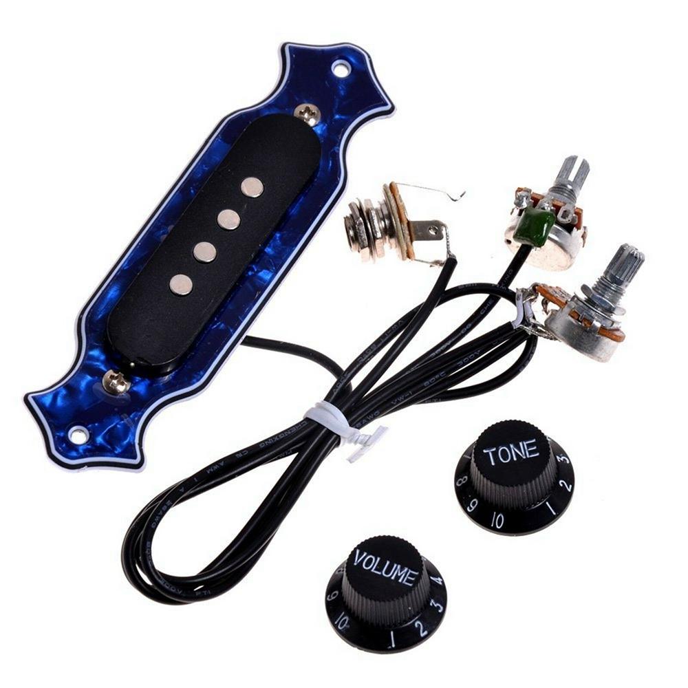 Pre-wired 4 string Single Coil Soundhole Pickup Harness with Volume &Tone Pots for Electric Guitar