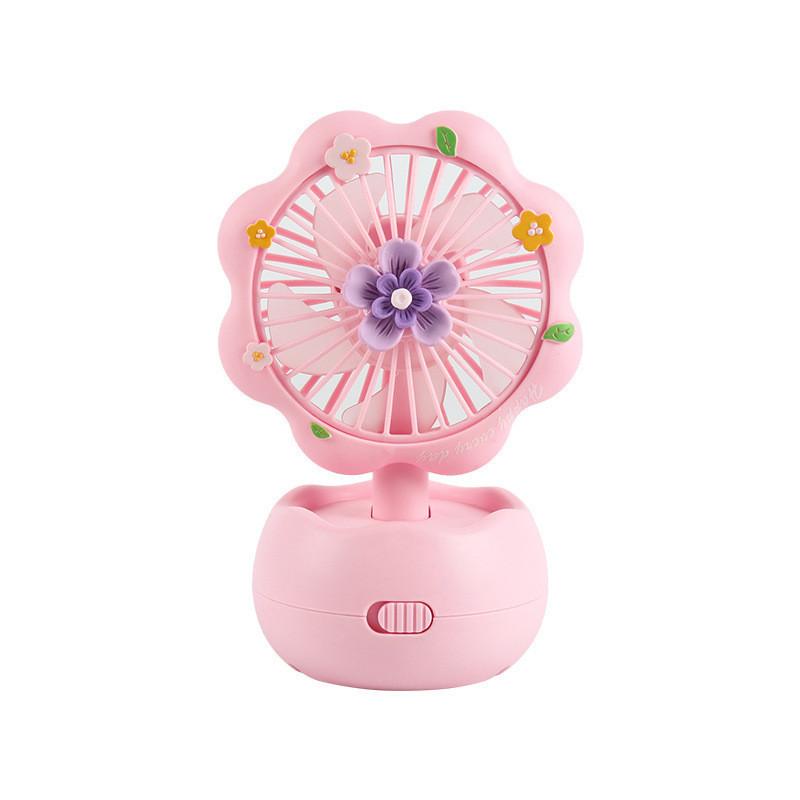 Cute Cartoon Style Usb Rechargeable Mini Desktop Fan With Plastic Blades