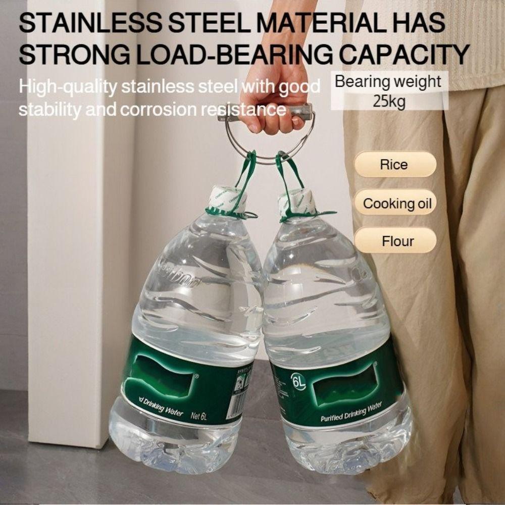Stainless Steel Grocery Bag Handle Grip Labor-saving Strong Load-bearing Vegetable Lifter Bamboo Joints Vegetable Carrier