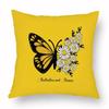 Yellow Flower Daisy Butterfly Pattern Printed Soft Square Pillowslip Polyester Cushion Cover Pillowcase Living Room Home Decor,(6)