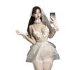 Lace mesh perspective sexy deep V hollow erotic underwear seduction low-cut onesie women's suit