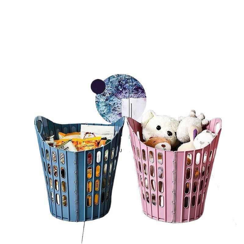 Foldable Plastic Laundry Basket for Clothes and Toys - Hollowed-Out Design for Bathroom Storage