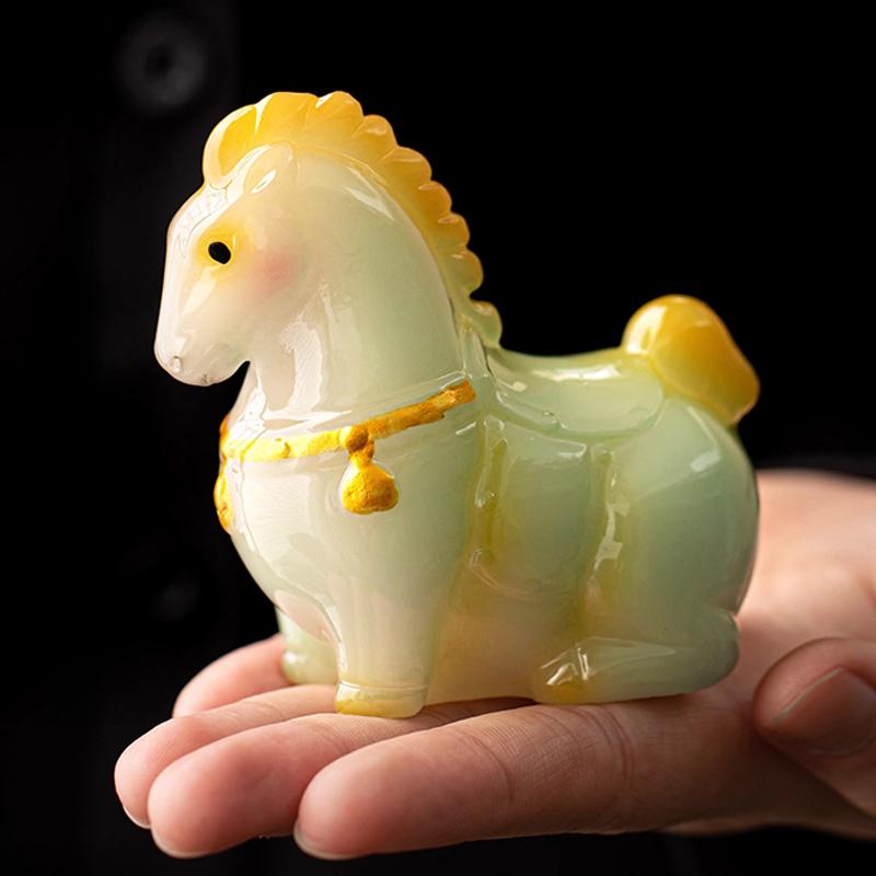 Creative Change Color Small Horse Shape Ornament Micro Landscape Tea Pet Indoor Desktop Decoration Resin Crafts Accessories, 1Pc