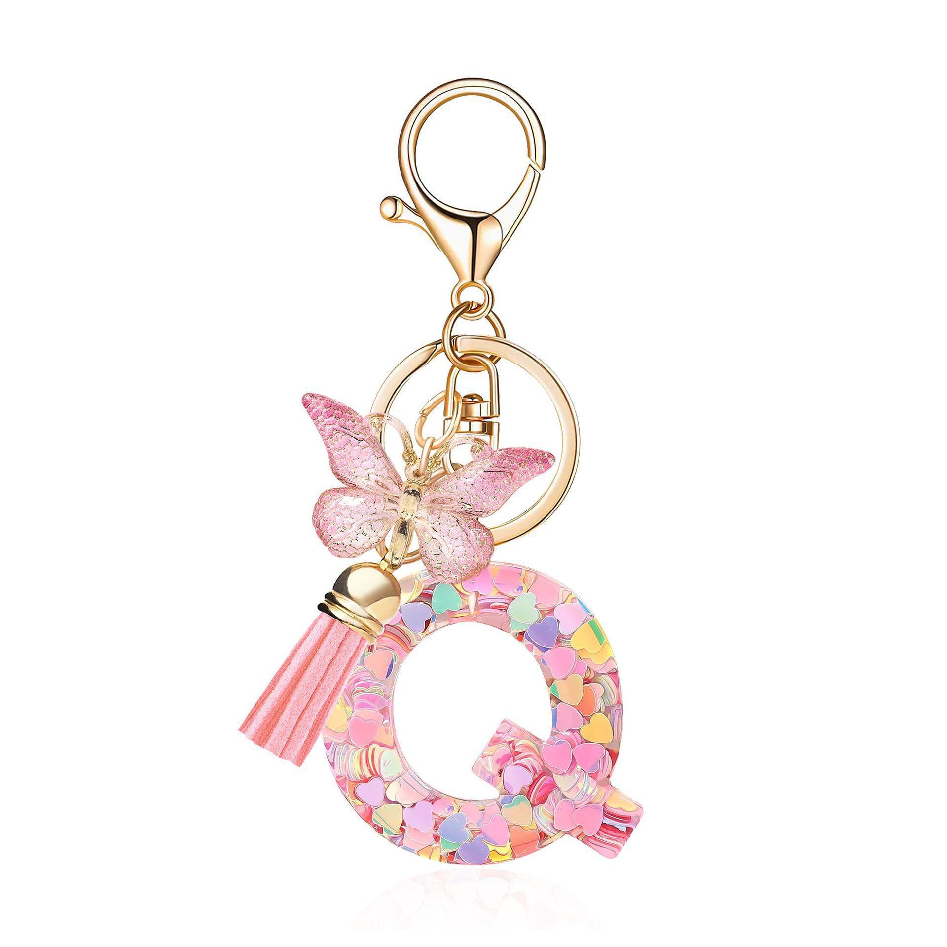

Resin Letter Keychain Butterfly Tassel Ornament Pendant One Size