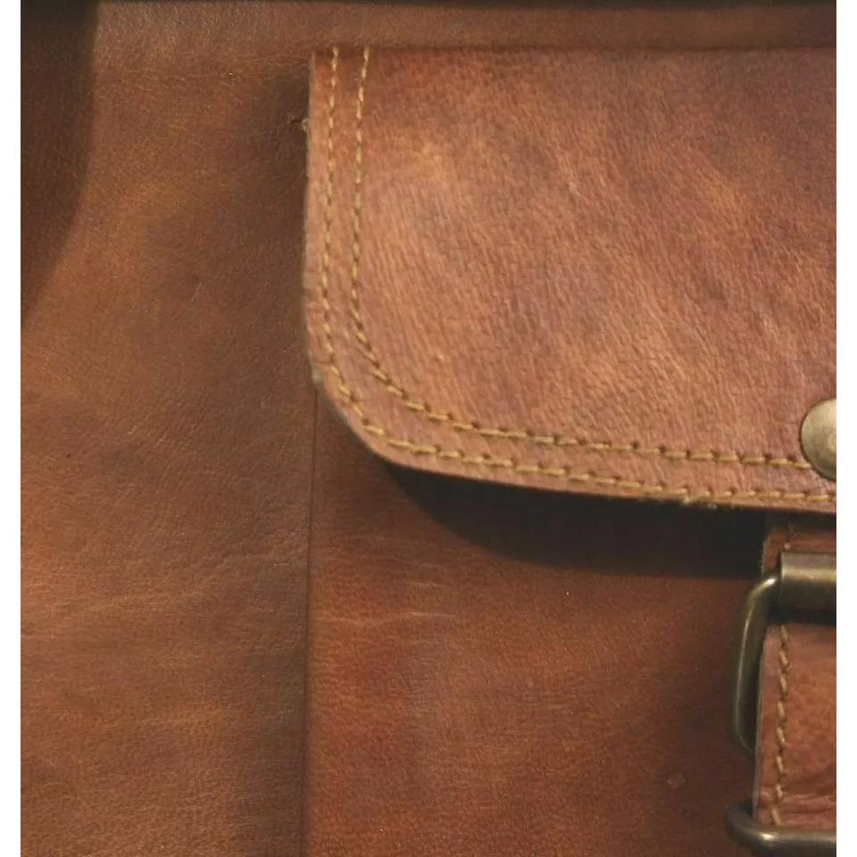 Men's Real Goat Laptop Briefcase Leather Vintage Brown Bag Messenger Shoulder