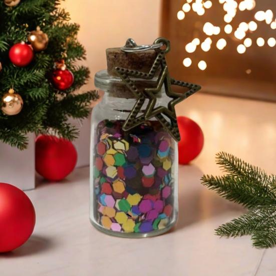 Mini Wishing Glass Bottle Transparent Glass Jar with Sequins Romantic Gift for Boyfriend Girlfriend Wife Husband