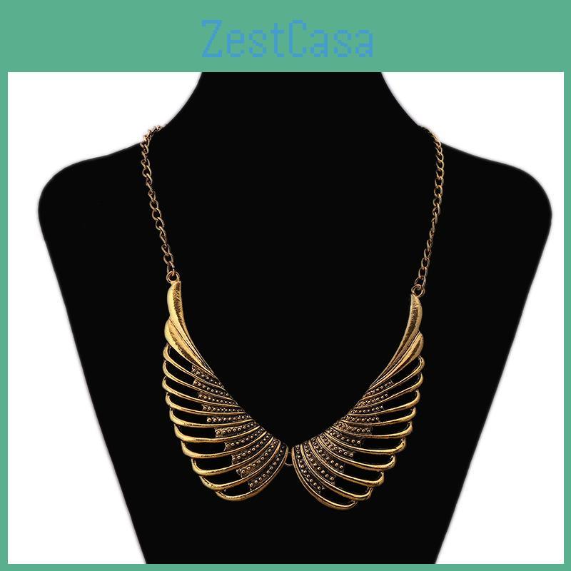 Fashionable Retro Angel Wing Pendant Women Metal Necklace For Casual And Gift