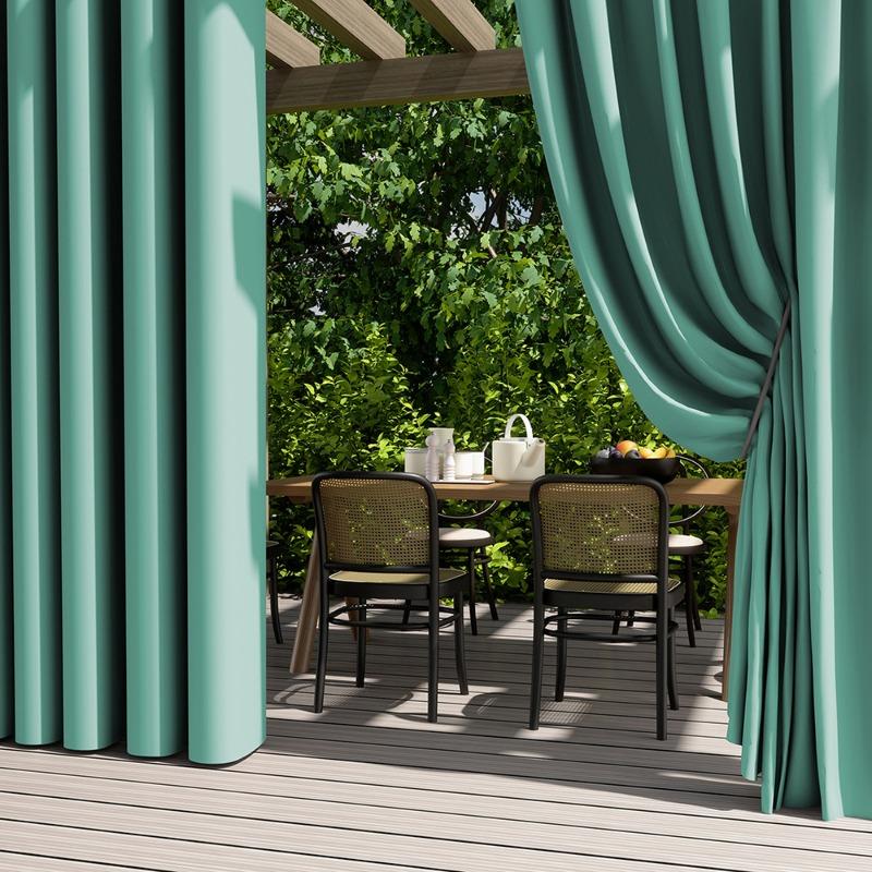 Solid Color Exterior Curtain Suitable  Waterproof Oxford Cloth Privacy Grommet Curtain For Gazebo Front Porch Pergola Patio