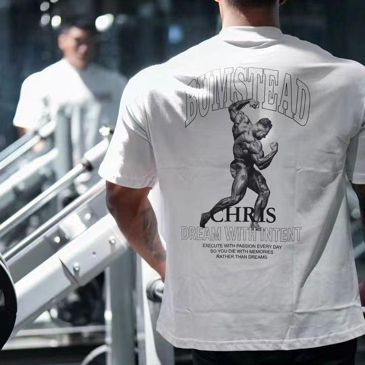 Мужские спортивные футболки с коротким рукавом и короткими рукавами для фитнеса, свободные футболки большого размера, топы большого размера M белый