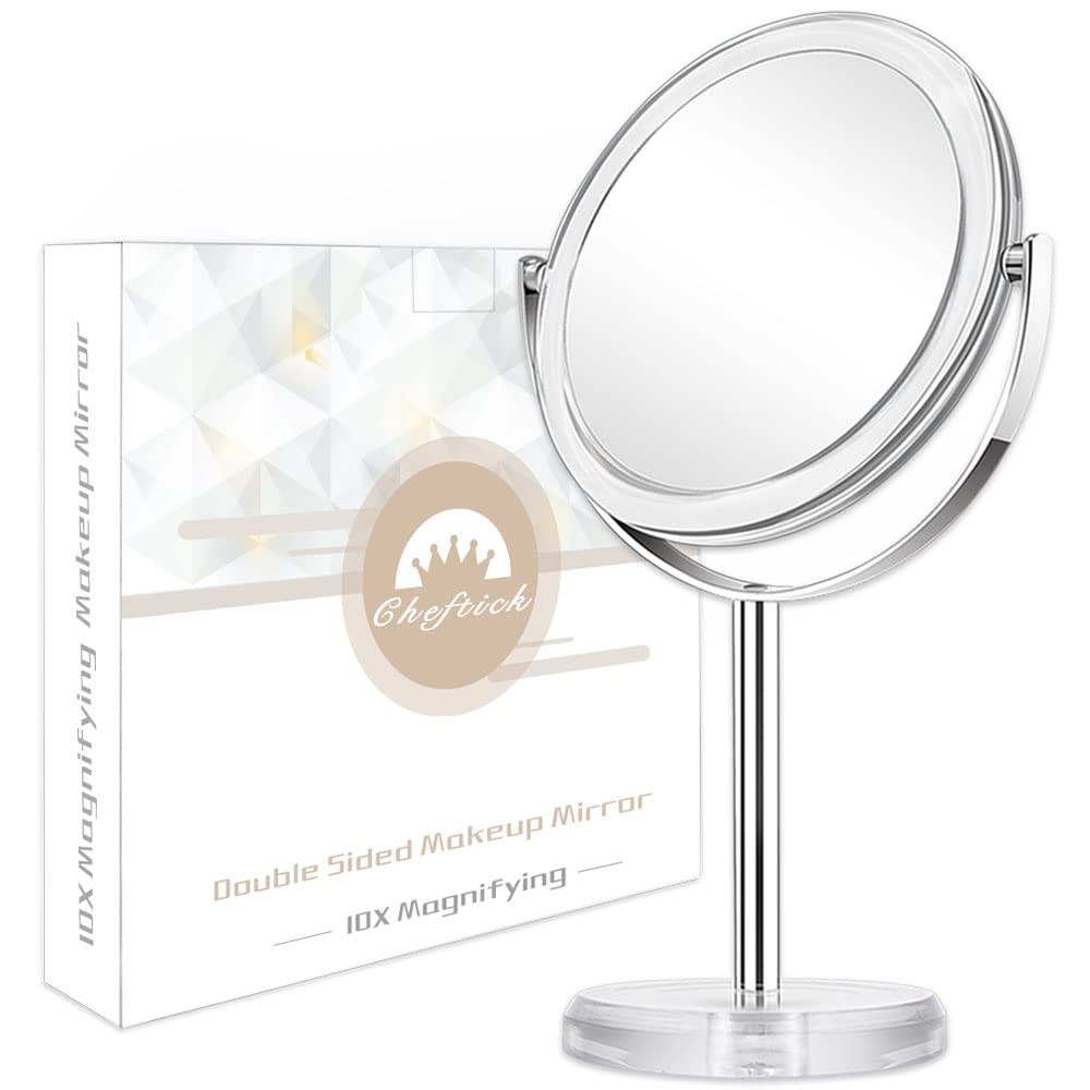 

Cheftick 10x 1x makeup tabletop 10x magnifying stand makeup removable & double-sided mirror, mirror, mirror, mirror, mirror, 360° rotation, mirror,