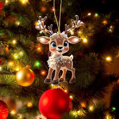 High Quality Deer Shape Christmas Decoration Acrylic Natal Theme Xmas Tree Ornament Noel Style Reindeer Ornament Festive Decor