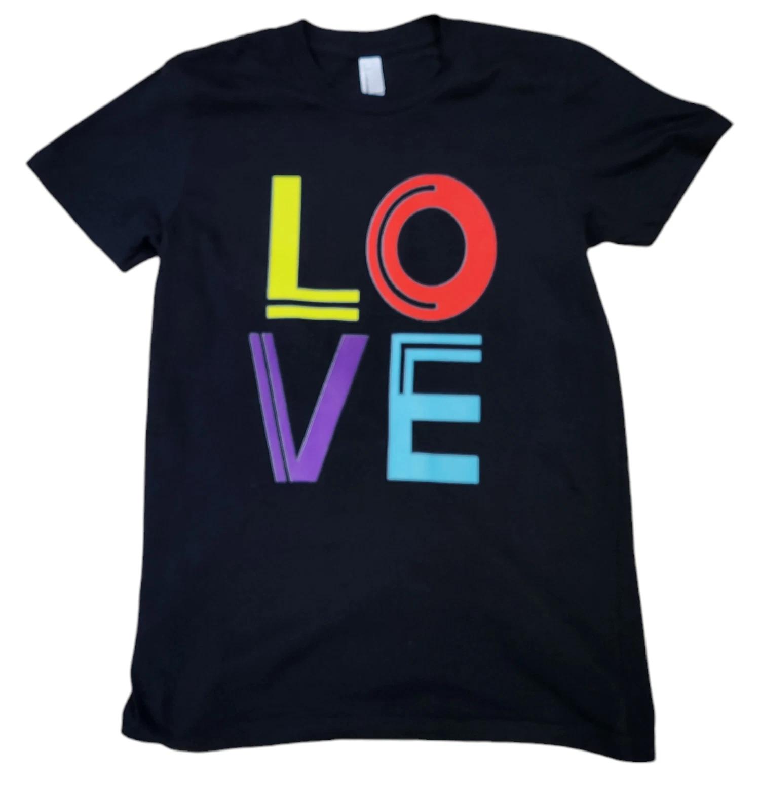 

Black Men s Love logo colors font youth/Adults 100% Cotton T-shirt Mens Tees Tops size-adults M