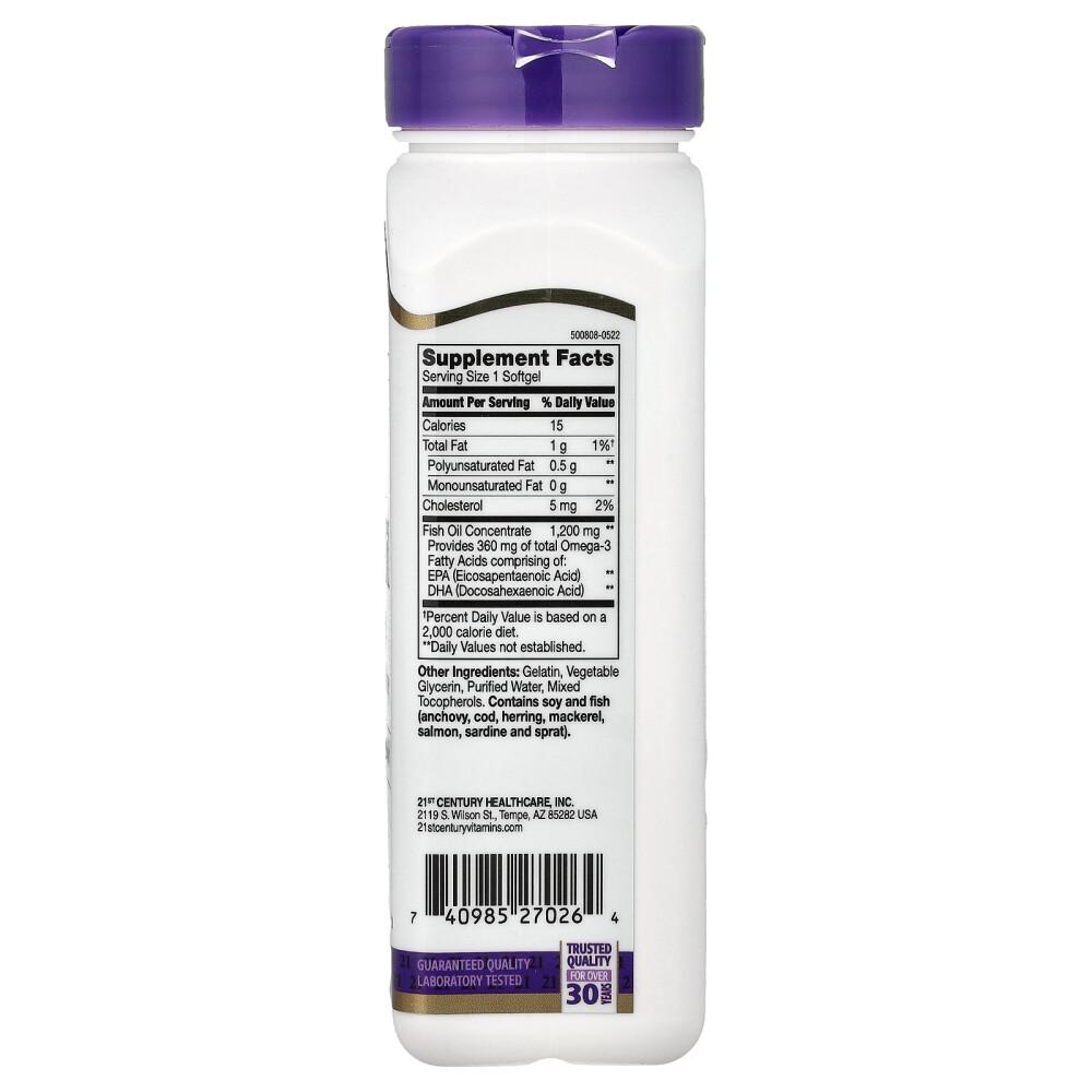 21st Century Sentry Fish Oil 1200mg Softgels, 90 Count