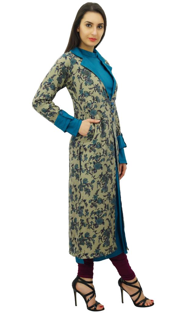 Bimba Women 2 Pcs Straight Ladies Kurta Kurti with Printed Jacket Winter
