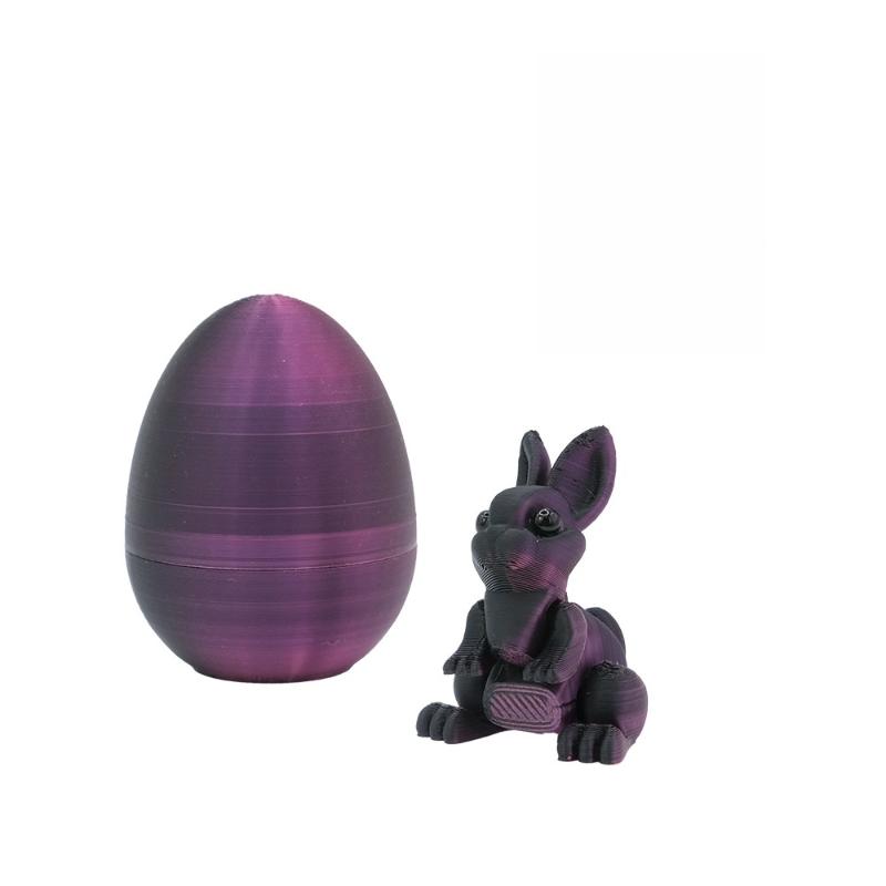 

New 2Pcs Easter Rabbit Home Desktop Decoration 3D Printed Rabbit Eggs Ornament Animal Model Happy Easter Gift For Kids