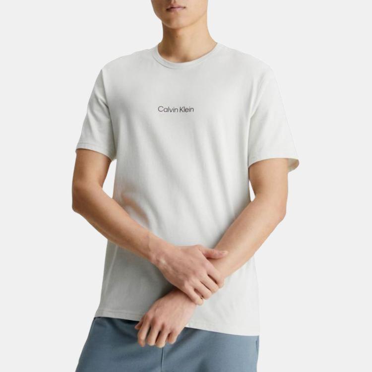 Calvin Klein Logo Tričko s okrúhlym výstrihom rovného strihu s krátkym rukávom Pánske tričká biele 000NM2170E-CJH