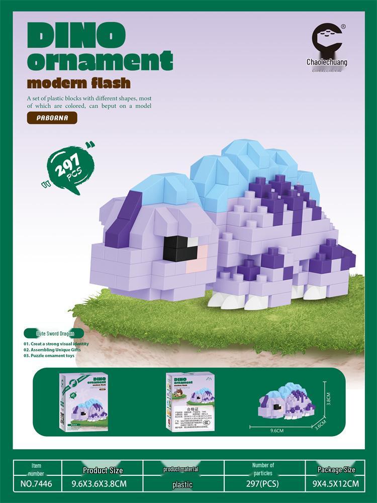 Cartoon Dinosaur Building Blocks - Tyrannosaurus & Triceratops Educational Toy for Kids
