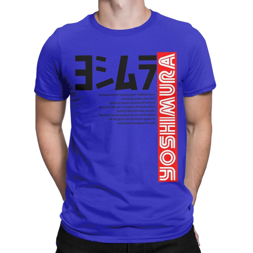 Japanese Motorcycle Yoshimura T Shirts for Men Pure Cotton Vintage T-Shirt Crew Neck Tee Shirt Short Sleeve Tops Plus Size
