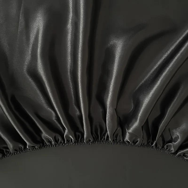 3PCS/1 Set Luxury Satin Fitted Sheet Set Satin Elastic  Silk Bed Cover Sheet Solid Mattress Cover 1 Bed Sheet with 2 Pillow Cover