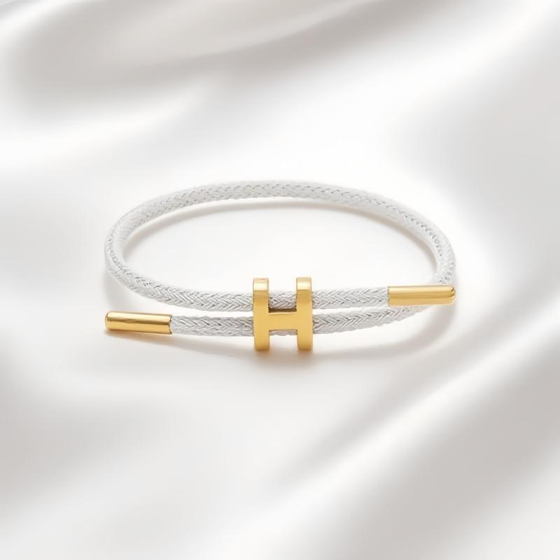 

Универсальный и атмосферный браслет из нержавеющей стали с H-образной пряжкой и веревкой, регулируемый, водонепроницаемый, из титановой стали, для женщин и мужчин белый
