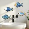 Wooden Blue Fish Wall Ornament Rustic Hand Carved Fish Signs Pendant Funny Wall Art Ocean Animal Decoration