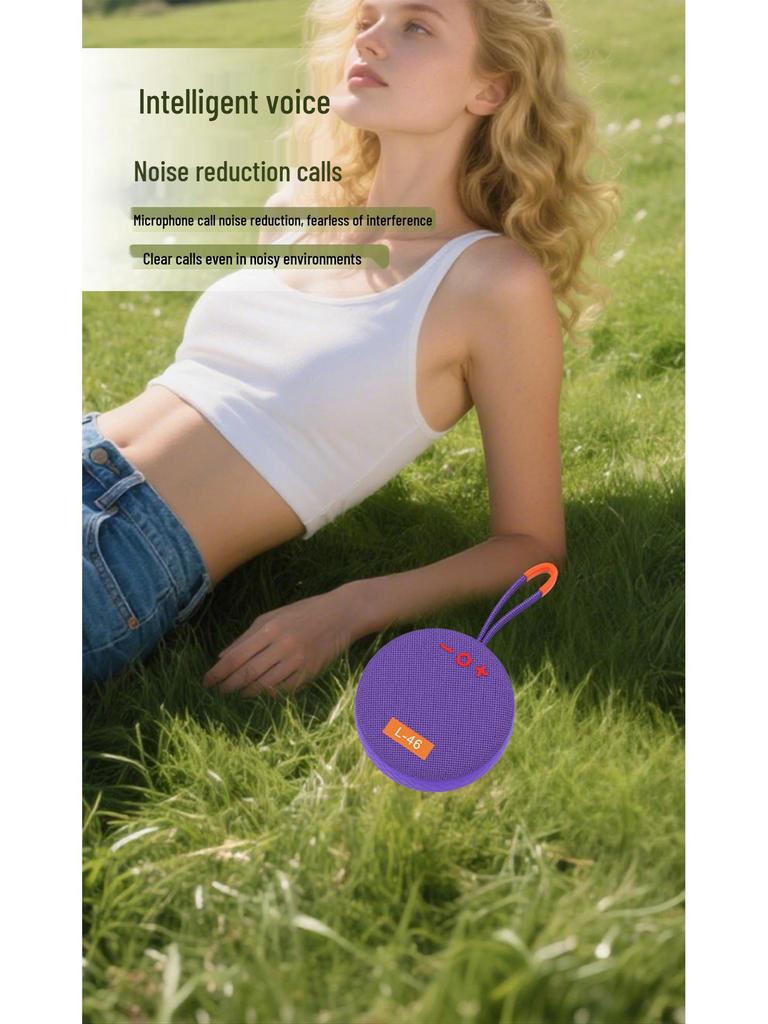 L-46 Portable Waterproof Bluetooth Speaker with Fabric Design, Mini Size, HIFI Sound, Sports-Ready, and Atmosphere Light