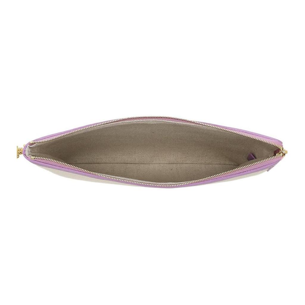 Celine Zipper Closure Canvas Clutch Women Clutch White Purple-Red 10E632ECW-32MV