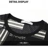Men's Plus Size Hollow Out Striped T-Shirt Summer Lightweight Oversized Bamboo Fiber Big Tall 5XL-12XL
