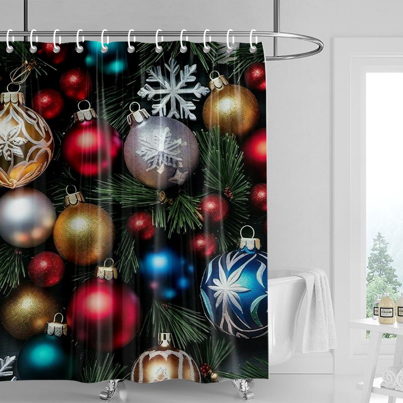 Home Decoration Shower Curtains for Bathroom Waterproof Curtain Fabric Modern Nordic Style Living Room Merry Christmas Winter