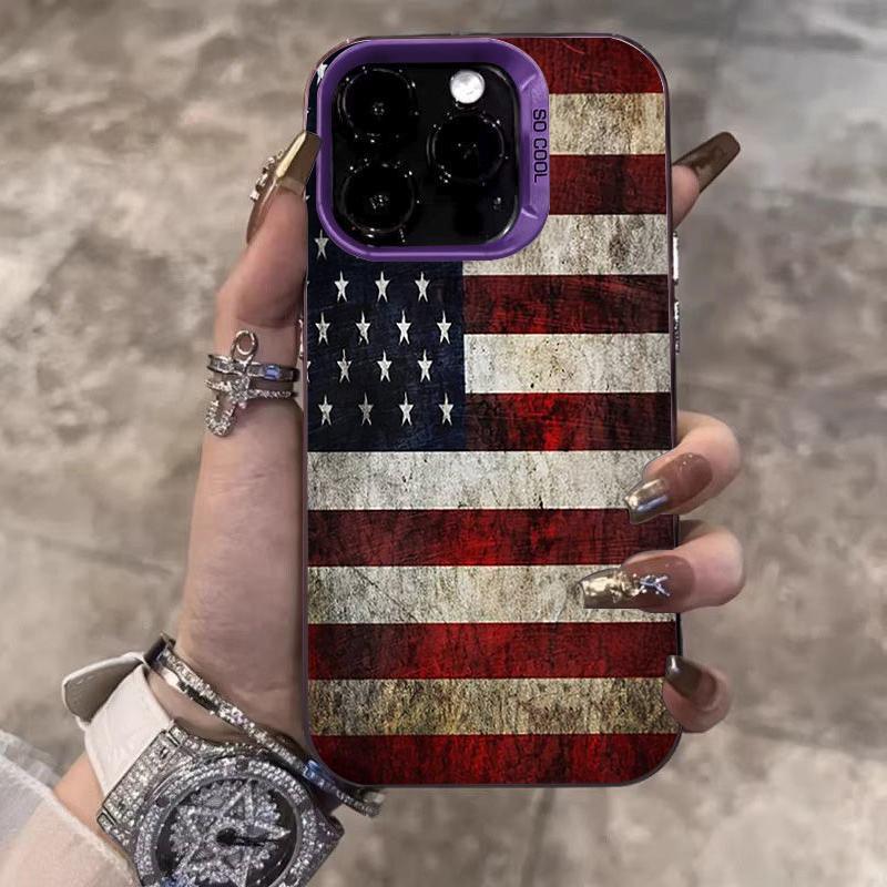 American Flag Pattern Design IMD Phone Case For iPhone 17 16 Pro Max 15 Plus 14 13 12 11 17Air 16E XS X XR Shockproof Hard Cover
