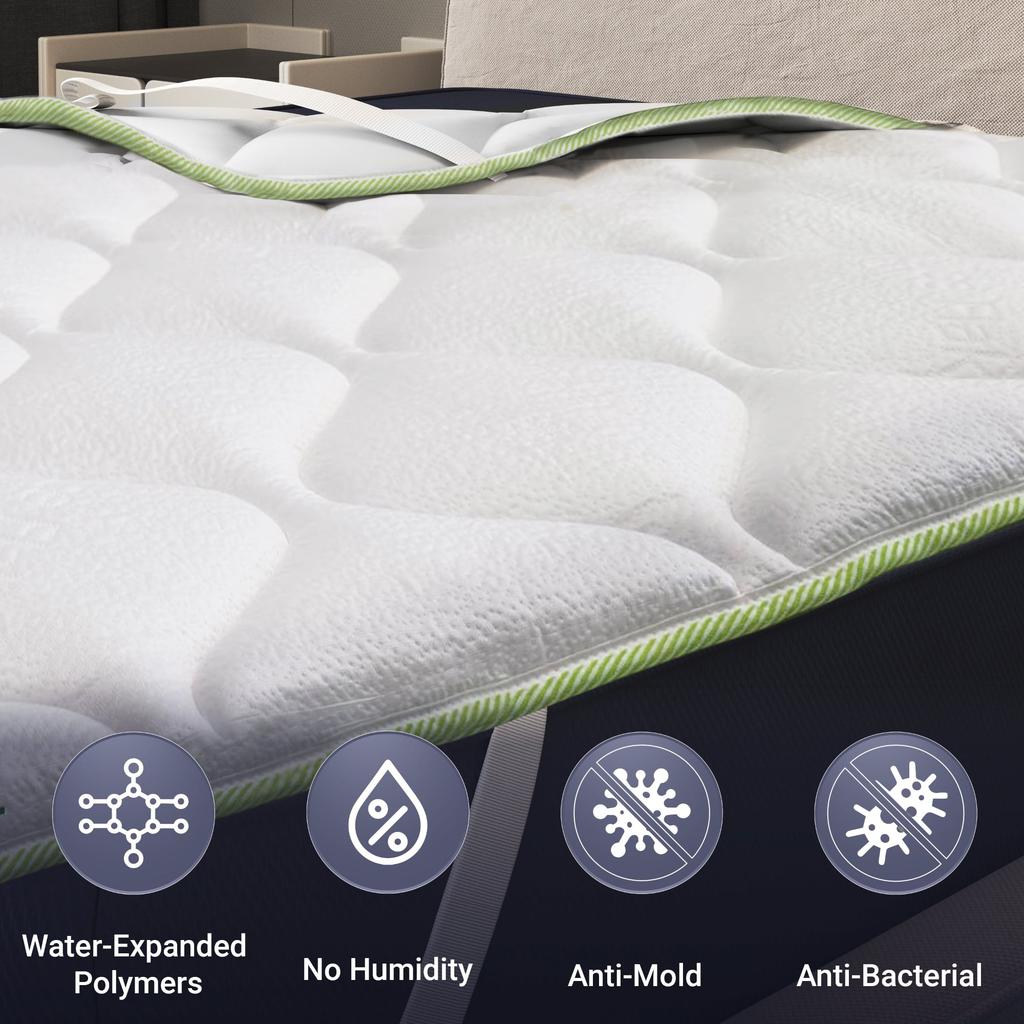 The White Stone Surmatelas Rafraîchissant avec Élastiques | Correcteur de Matelas avec Technologie Cooler et Propriétés Orthopédiques | Hauteur 4 cm 
