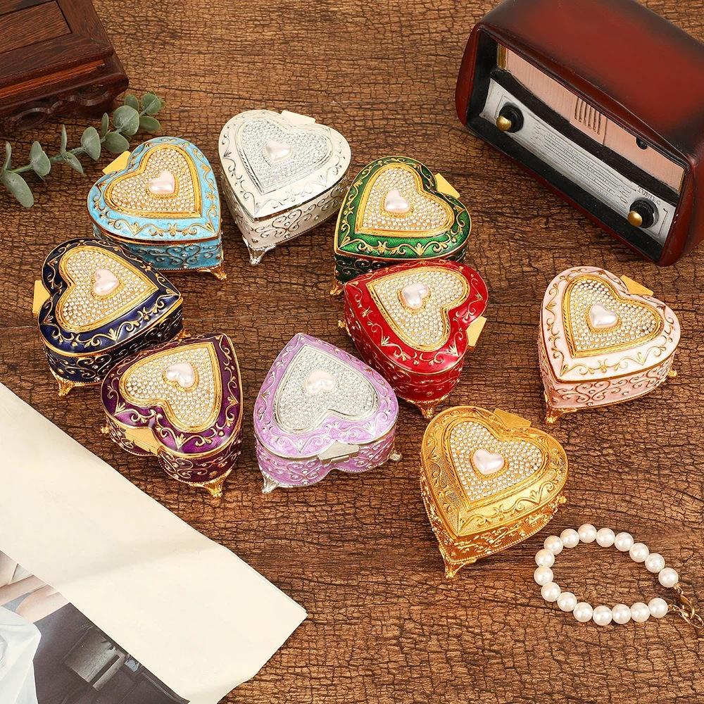 Zinc Zinc Zinc Alloy Retro Jewelry Container European Style Trinket Case Fashion Heart Jewelry Box Gifts