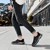 Men Breathable Casual Shoes Outdoor Plus Size Fashion Sneakers Lace-up Split Leather Comfortable Walking Sport Shoes