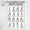 3Pcs Men Tai Chi Training Plan Guide for Posture Correction And Pain Relief Core Strength Flexibility Muscle Endurance Poster No Impact Exercise for