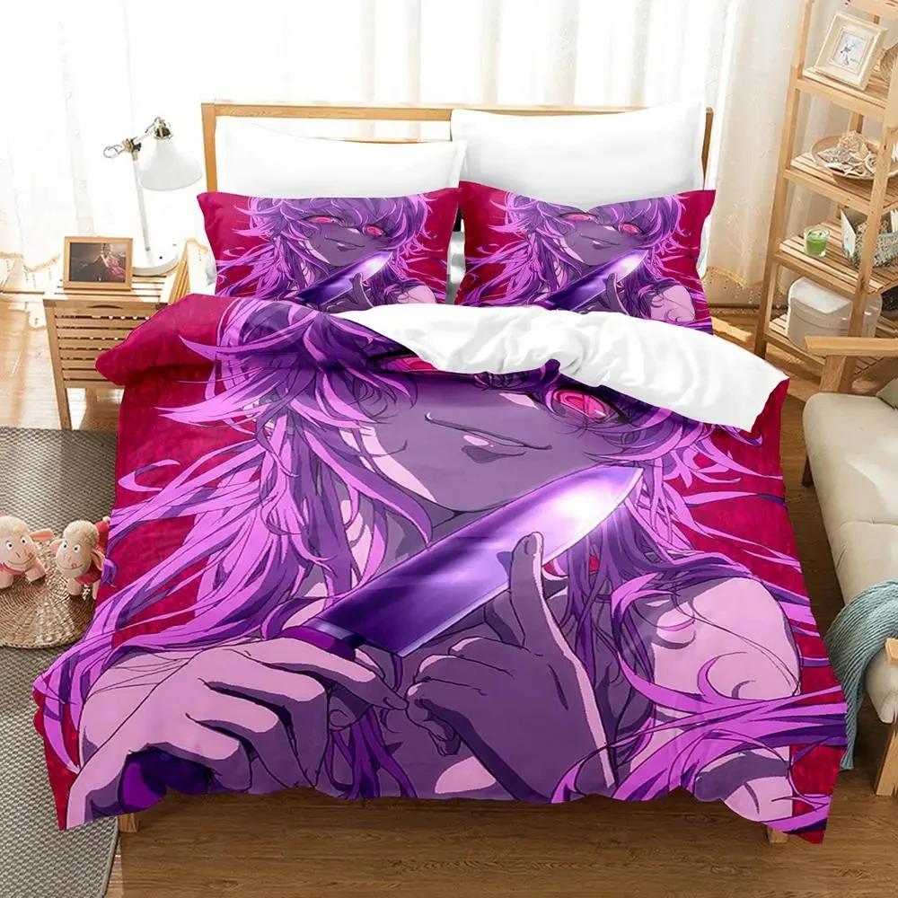 Mode Anime Future Diary Yuno Gasai Bettwäscheset Jungen Mädchen Twin Queen Size Bettbezug Kissenbezug Bett Kinder Erwachsene Heimtextilien