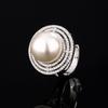 Jewelry Copper Platinum Plated Pearl Temperament Simple Design Ring 14Mm