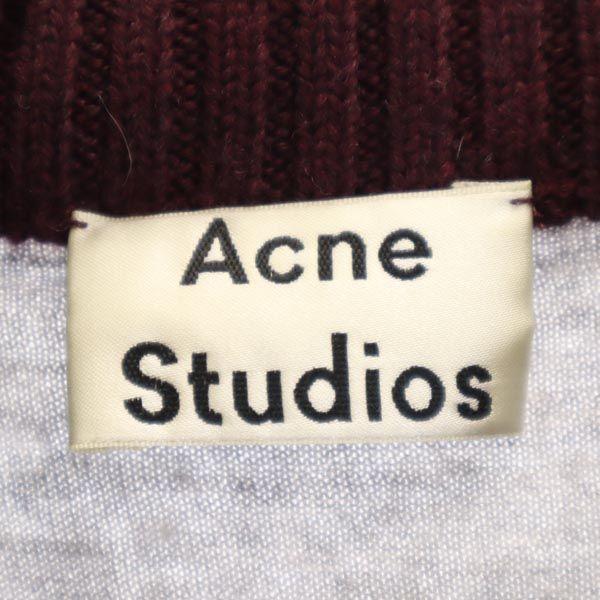 ACNE STUDIOS wool Long sleeve knit S Gray x Bordeaux sweater Women Used