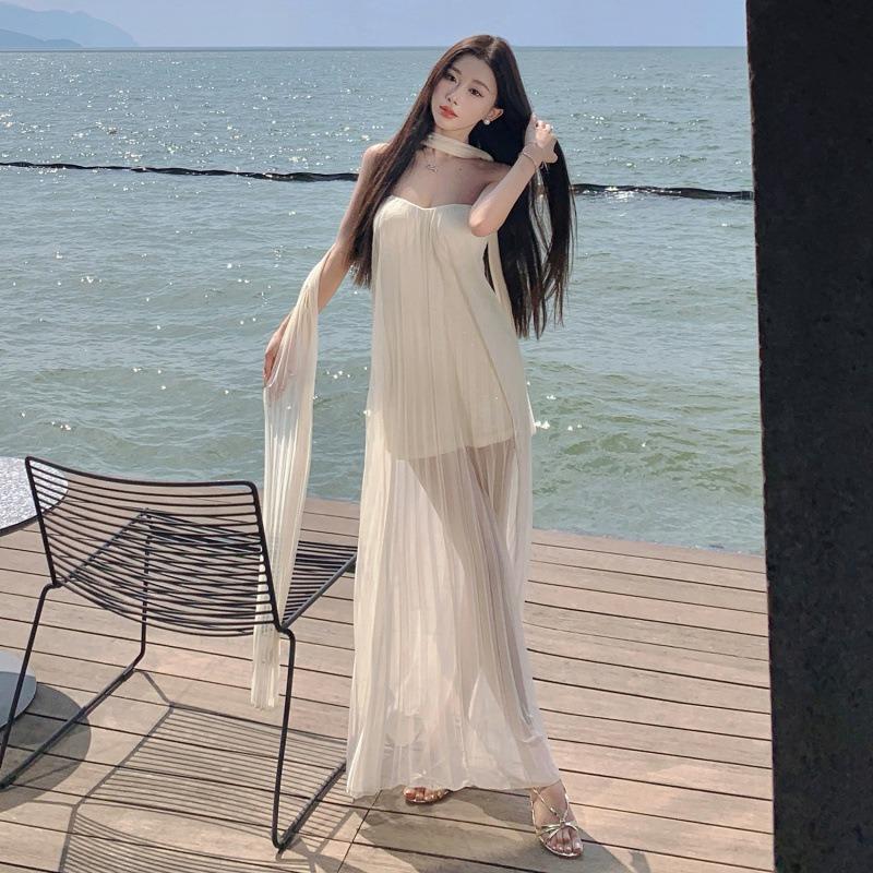 High-end Pure Desire Vacation Dress Summer Niche Tube Top Long Dress Bali Beach Dress