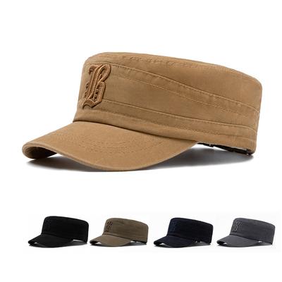 Men's Cotton Flat Top Cap Letter Embroidered Cap Sports Baseball Cap Outdoor Sun Hat