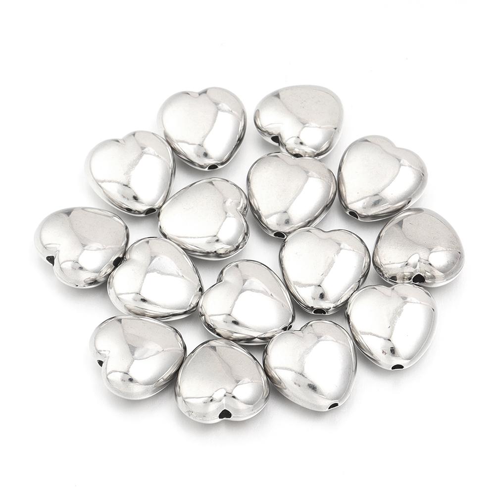 20pcs/lot CCB Heart Charms Rhodium Color Spacer Pendant Beads For DIY Jewelry Making Handmade Bracelets Earrings Accessories