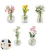 5/10Pcs Mini Glass Vase Refrigerator Magnet Home Office Kitchen Locker Fridge 3D Miniature Flower Vase Magnetic Decoration Ornament