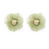 Korean Round Green Resin Stone Earrings Retro Fresh Green Acrylic Flower Geometric Square Clip On Earrings Without Piercing