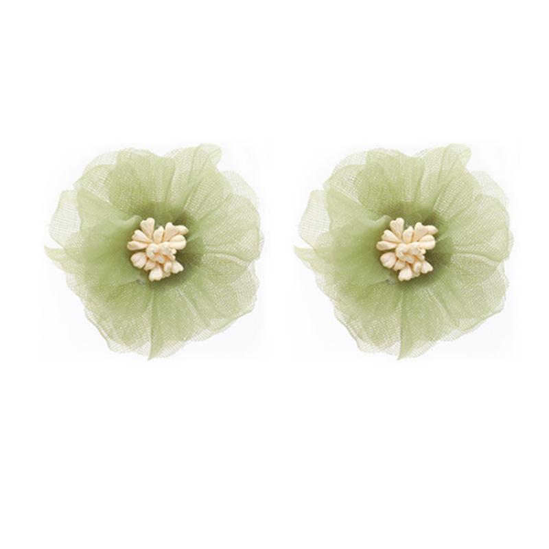 Korean Round Green Resin Stone Earrings Retro Fresh Green Acrylic Flower Geometric Square Clip On Earrings Without Piercing