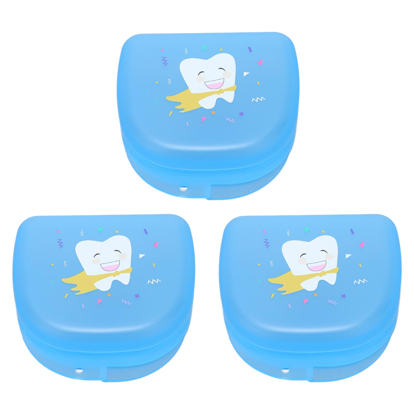 3pcs Denture Case Dental Retainer Box Partial Mouth Guard Container Orthodontic Retainer Case