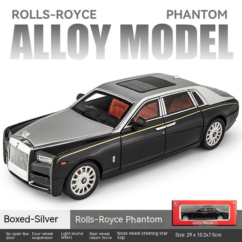 

1/18 Rolls-Royce Phantom Модель автомобиля, цинковый сплав, инерционная игрушечная литая машина со звуком и светом, реалистичная модель для моделирования Toy111 серебряный