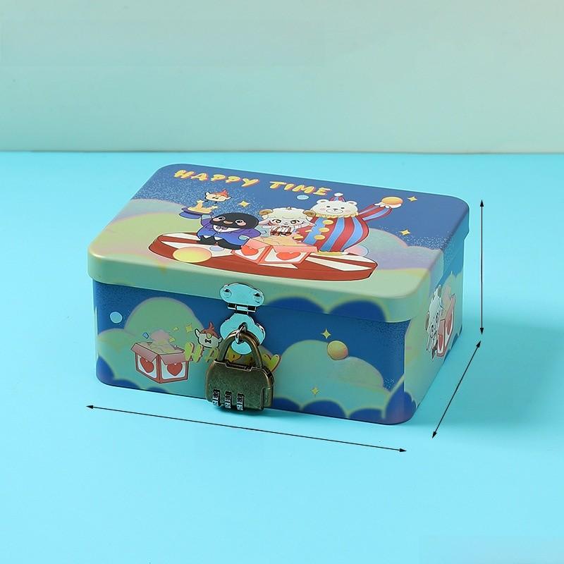 Cartoon Iron Pattern Box For Desk Drawer And Home Office Decoration Storage